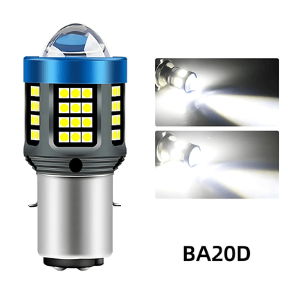 BrightGlide - LED motorsykkellys | H4 BA20D hvit og gul hi-lo frontlykt for scooter og MC