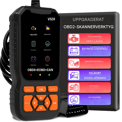 ScanDrive - V520 OBD2 Bilscanner med LiveData, Batteritest & Felkodsläsning för Bensin- och Dieselfordon