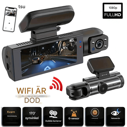 RoadSight – 1080P WiFi Dashcam med Nattläge, Rörelsedetektering & 24h Parkeringsövervakning