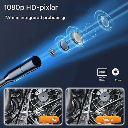 ScopeLite - Endoskopkamera | 4.3" IPS-Skärm, 1080P, IP67, 8 LED & Flexibel Kabel för Inspektion av Bil, Rör & Trånga Utrymmen