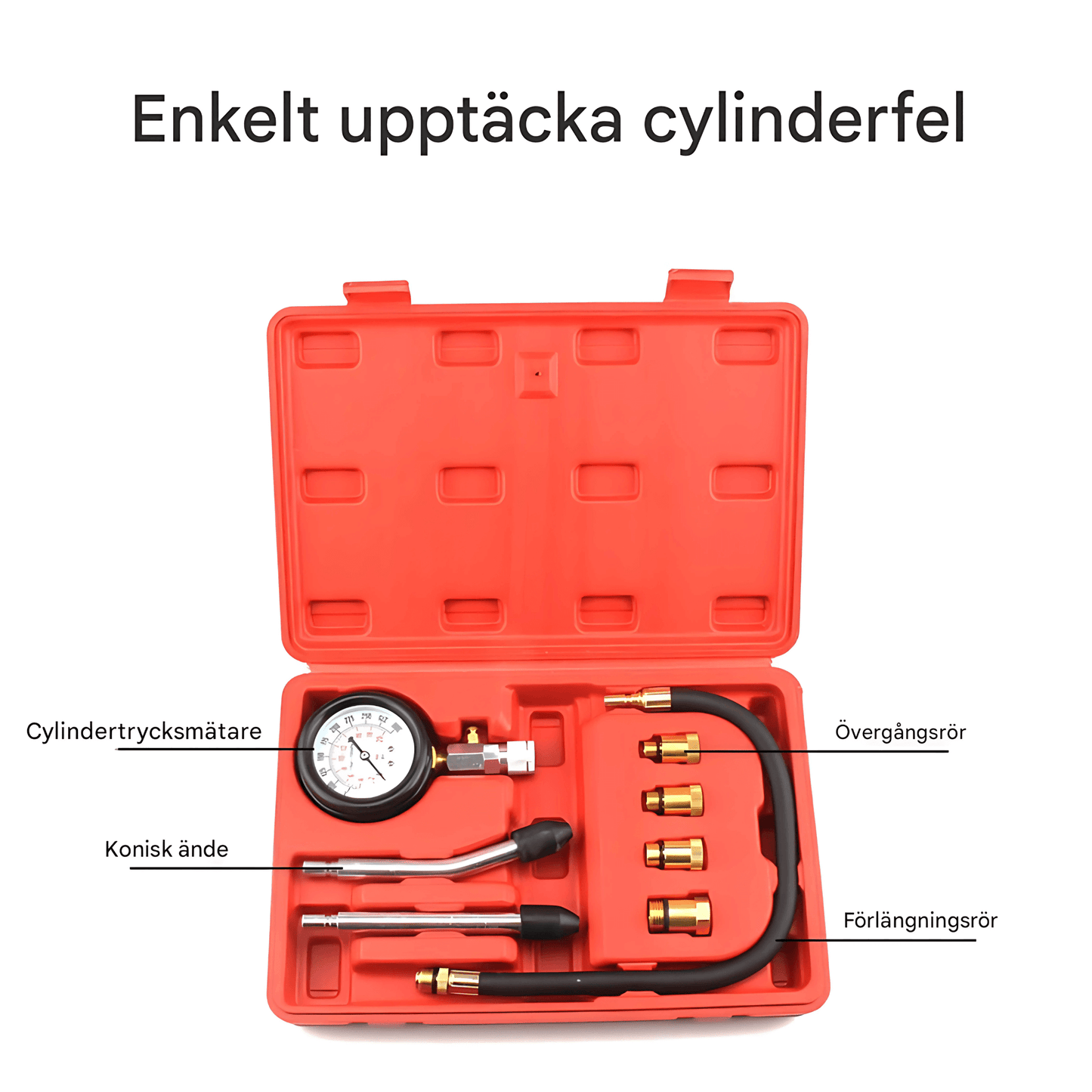 TestVibe - Kompressionstestare | 8-delars Mätarset för Bensinmotorer med 0–300 PSI Tryckmätare