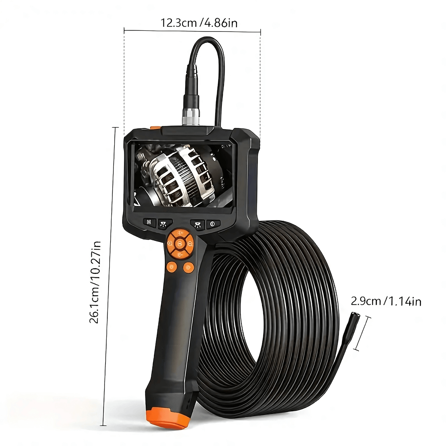 DeepView -  Inspektionskamera | 4.3” IPS Skärm med 1080P HD, IP67 Vattentät Design och 8mm Lins för Bil- och Rörinspektion