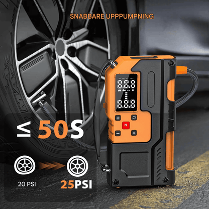 PowerDrive - Portabel Starthjälp, Däckpump & Powerbank med Digital Display