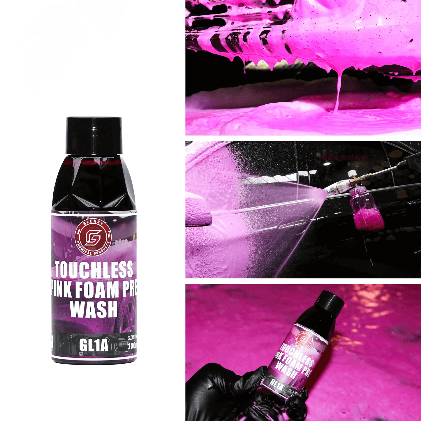 FoamBliss - Rosa Aktivt Skum Schampo | Touchless Förtvätt för Biltvätt med Färgeffekt