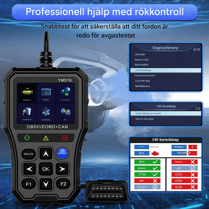 ScanNova - YM519 ProCheck | OBD2 Bilscanner med Batteritest, Felkodsläsare och Realtidsdata