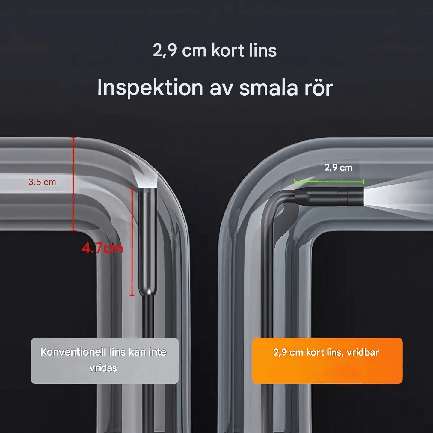 DeepView -  Inspektionskamera | 4.3” IPS Skärm med 1080P HD, IP67 Vattentät Design och 8mm Lins för Bil- och Rörinspektion