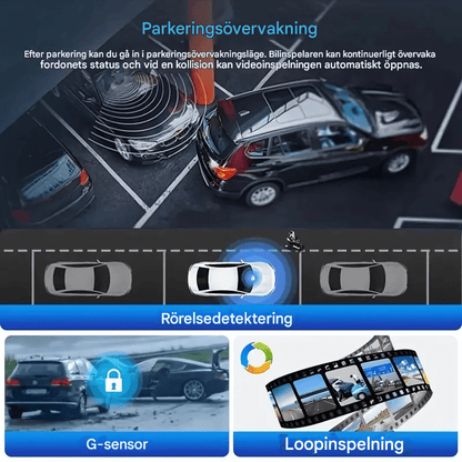 DriveSight – Dashkamera med 3 kameraer, 1080P-video, WiFi og nattsyn for overvåking foran, innvendig og bak