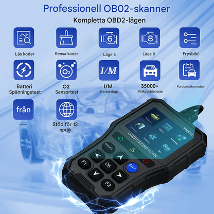 ScanNova - YM519 ProCheck | OBD2 Bilscanner med Batteritest, Felkodsläsare och Realtidsdata