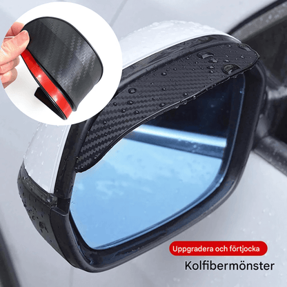 RainShield - 2-Pack Regnskydd för Backspeglar i Kolfibermönster | Universellt Passande Skydd mot Regn och Bländning