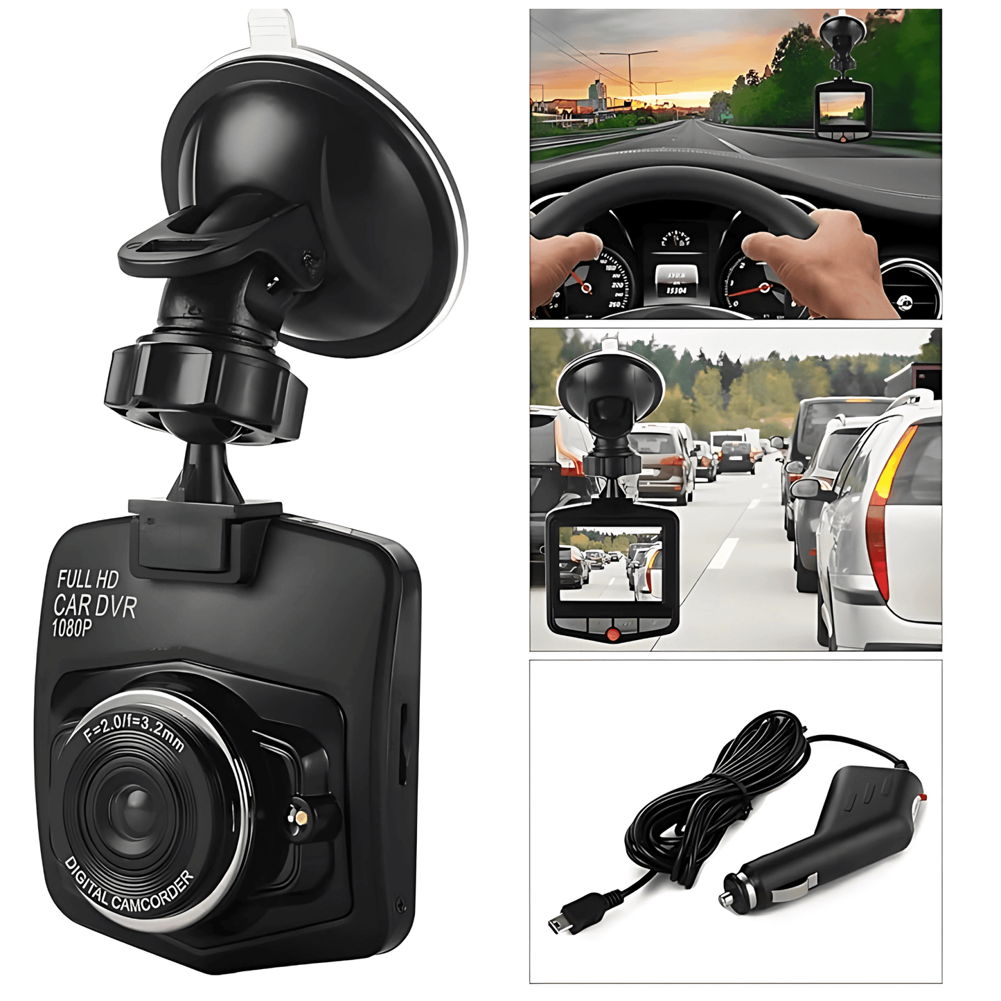 DriveProof - Kompakt Bilkamera med Vidvinkel, Loop-inspelning & Parkeringsövervakning