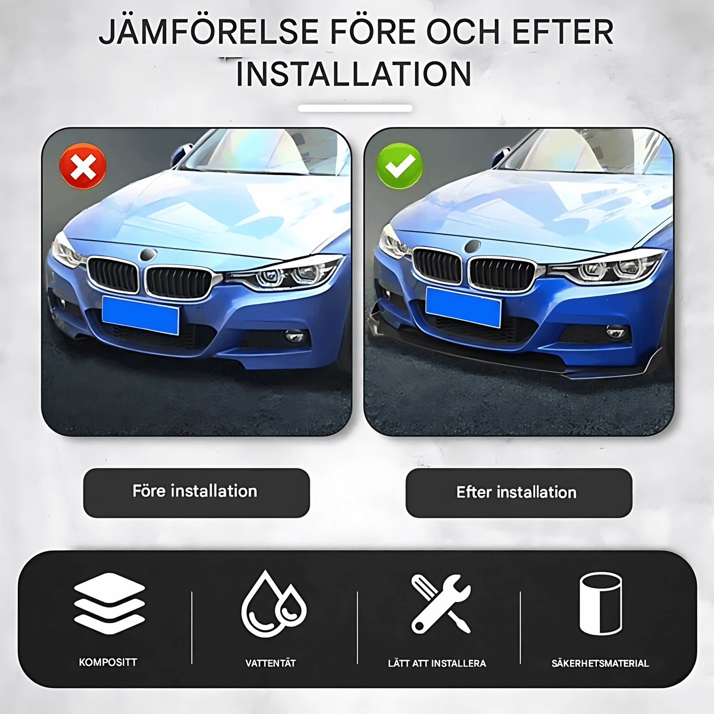 FlexGuard - BumperKit för Bil | Justerbart Stötfångarskydd i 5 Delar med Racingstil