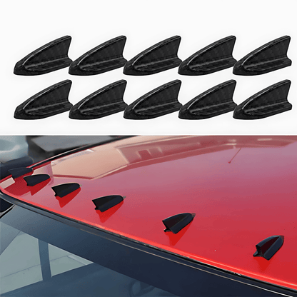 AeroSting - 6-Pack Takspoilers Shark Fins för Bil | Universell Vortex Generator i Svart eller Kolfiberlook