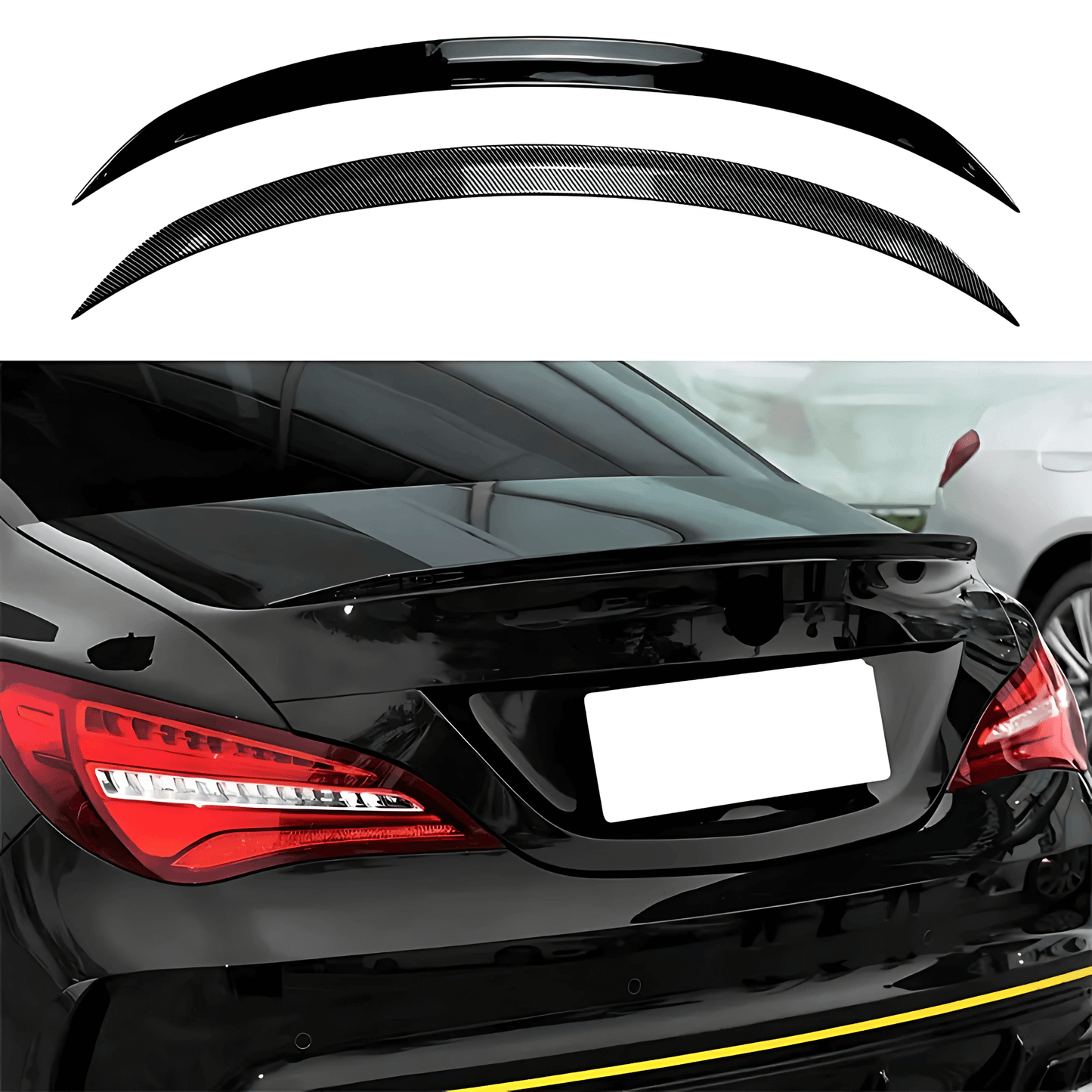 AeroShine - Bakluckespoiler | Glossy Svart & Kolfiberlook Universal Spoiler för Sportigare Bilprofil