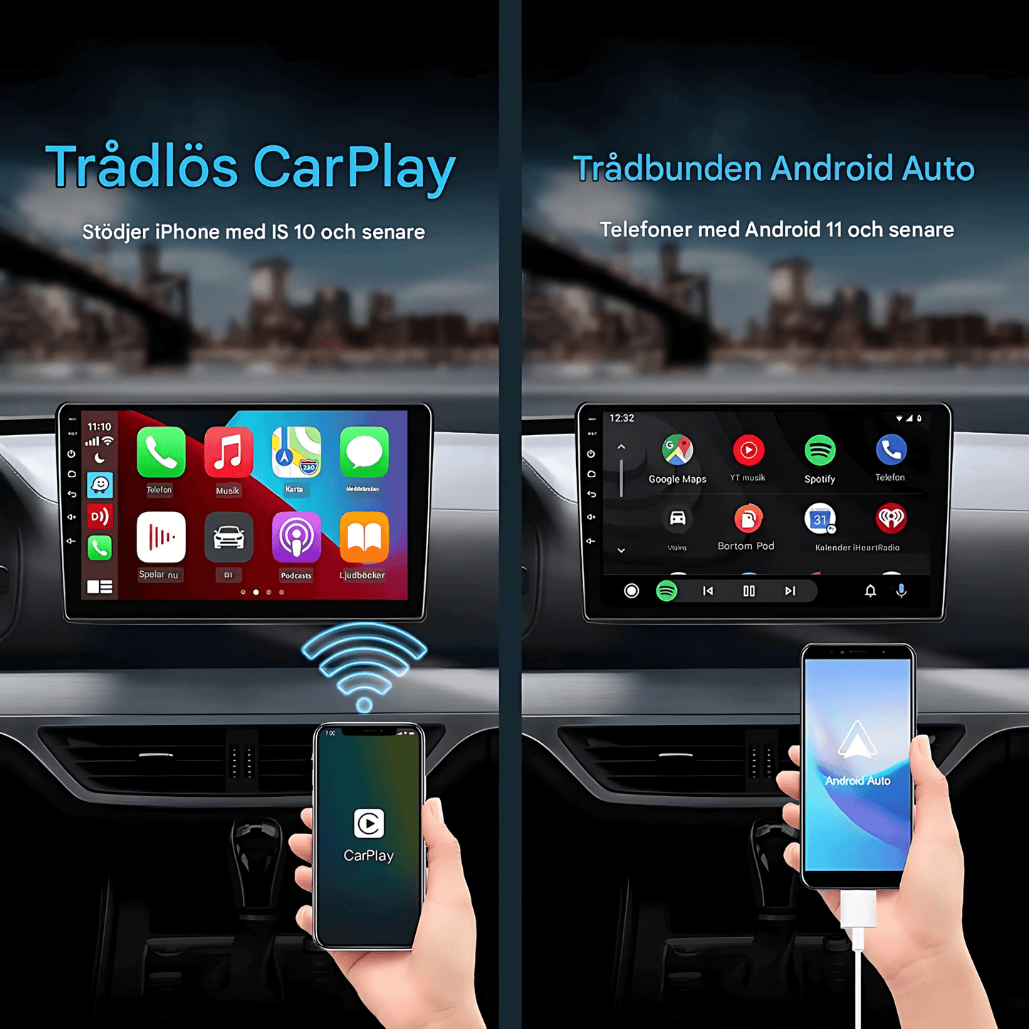 DriveMate – Trådlös CarPlay & Android Auto Adapter för Android-Bilstereo med Skärmspegling
