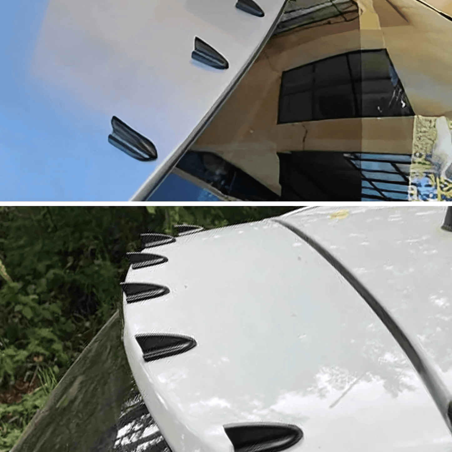 AeroSting - 6-Pack Takspoilers Shark Fins för Bil | Universell Vortex Generator i Svart eller Kolfiberlook