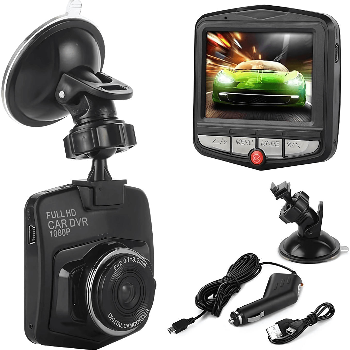 DriveProof - Kompakt Bilkamera med Vidvinkel, Loop-inspelning & Parkeringsövervakning