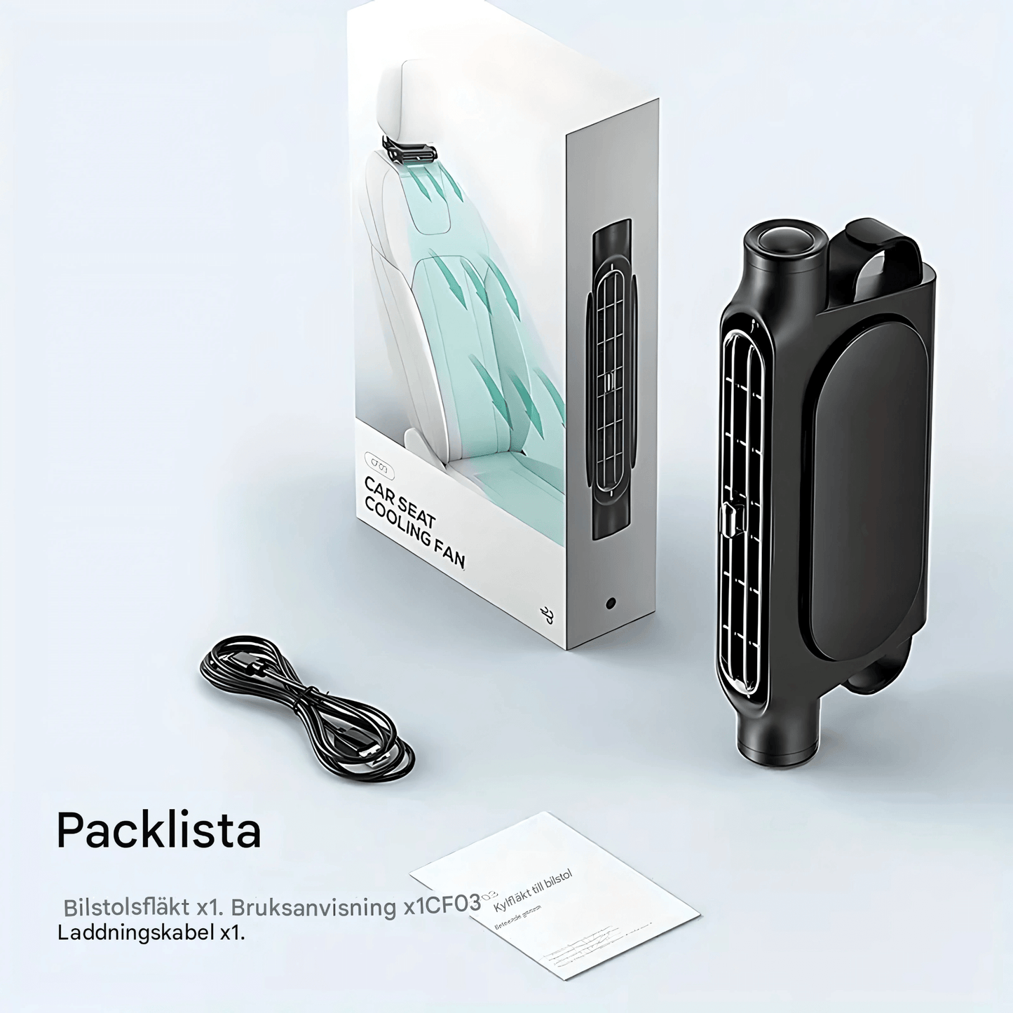 BreezeMate - Bilsätesfläkt för Nackstöd | Portabel Luftcirkulationsfläkt med USB-Laddning & Justerbar Vindstyrka