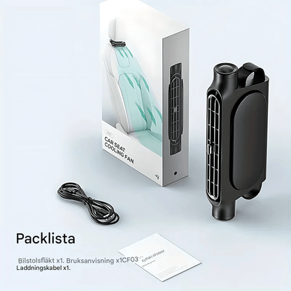 BreezeMate - Bilsätesfläkt för Nackstöd | Portabel Luftcirkulationsfläkt med USB-Laddning & Justerbar Vindstyrka