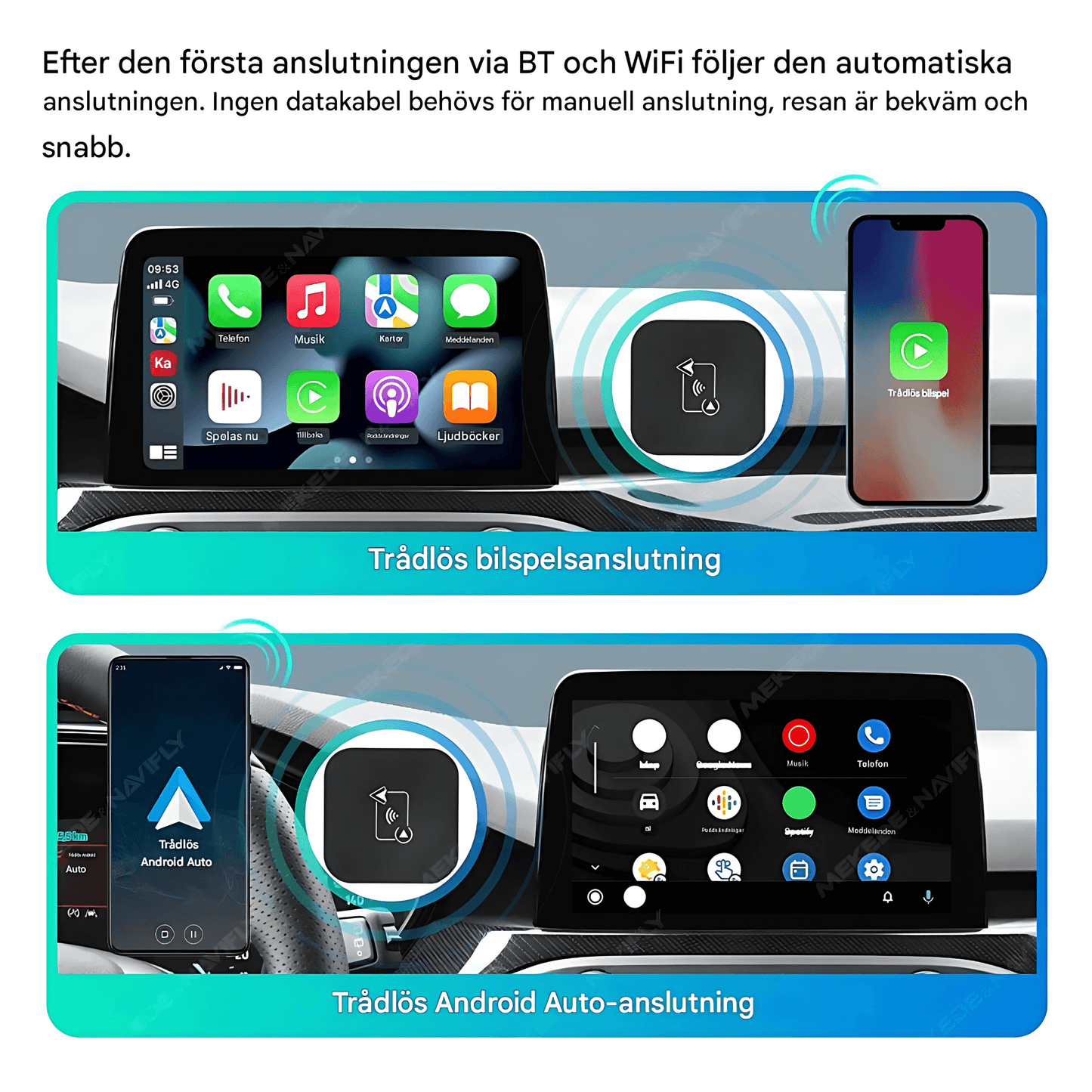 ZapLink – Trådlös CarPlay & Android Auto Adapter | Gör Om Din Trådbundna CarPlay till Trådlöst på Sekunder