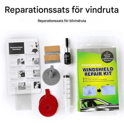 GlassMend - Reparasjonssett for frontrute for enkle gjør-det-selv-løsninger på sprekker og riper