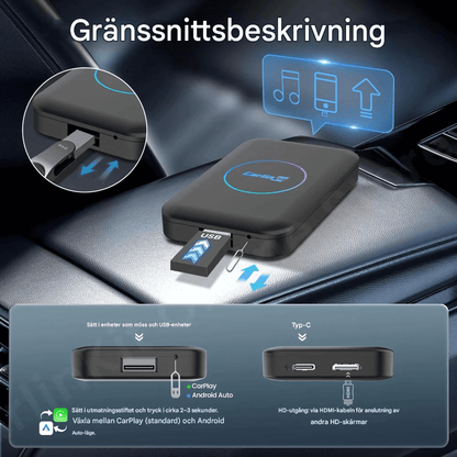 StreamDrive – Android TV Box med Trådlös CarPlay, HDMI & Dual-Band WiFi för Bilunderhållning