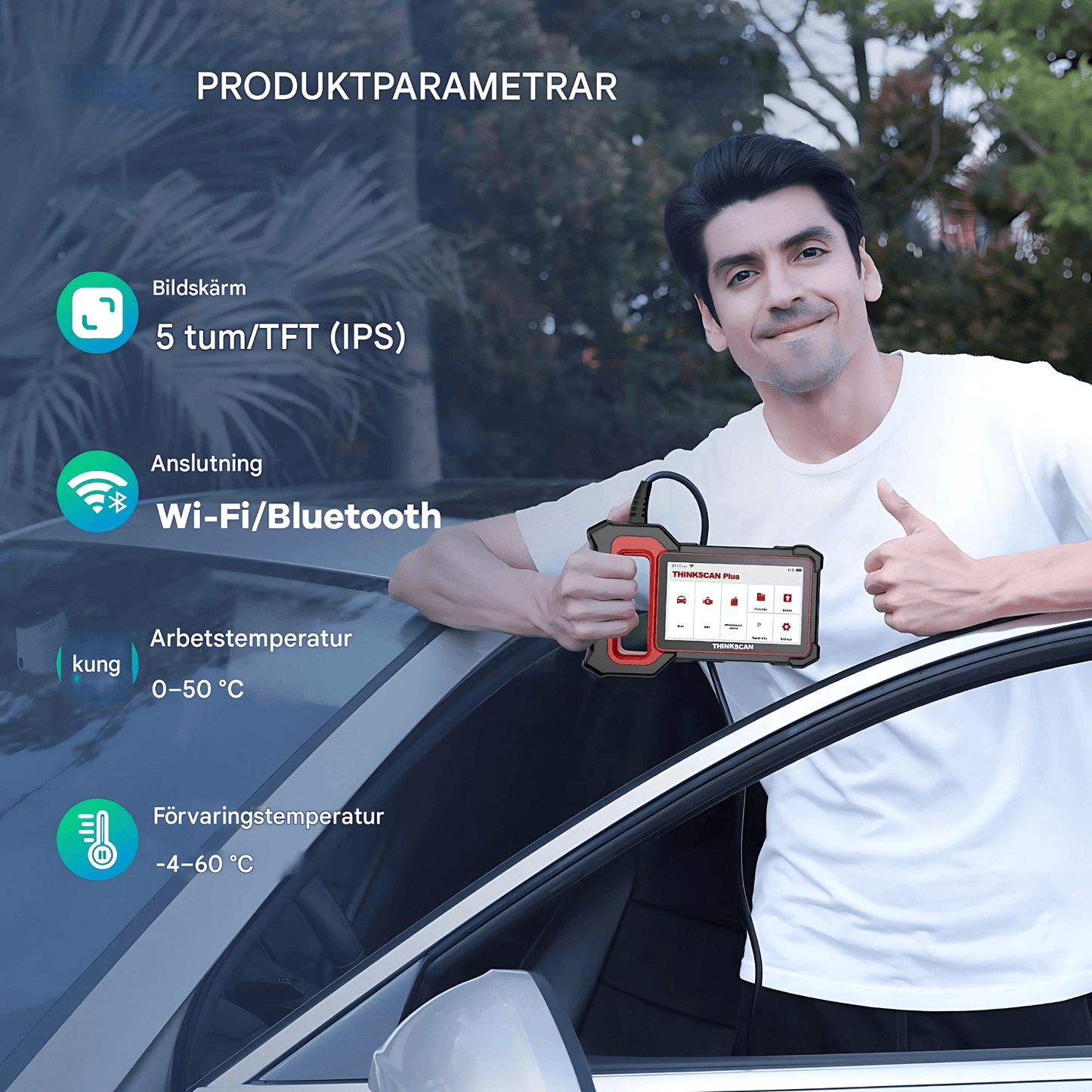ThinkEdge - Thinkcar Thinkscan Plus S7 Diagnosverktyg | Trådlös OBD2 Bilscanner med 7 System, 28 Reset-funktioner & Fullständig OBD2-diagnostik
