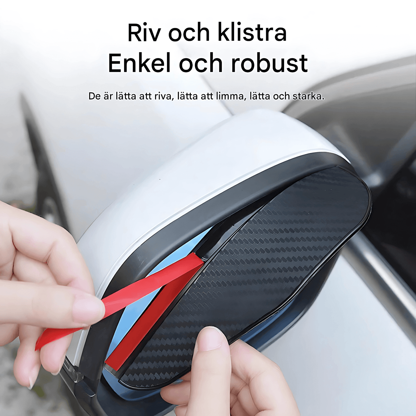 RainShield - 2-Pack Regnskydd för Backspeglar i Kolfibermönster | Universellt Passande Skydd mot Regn och Bländning