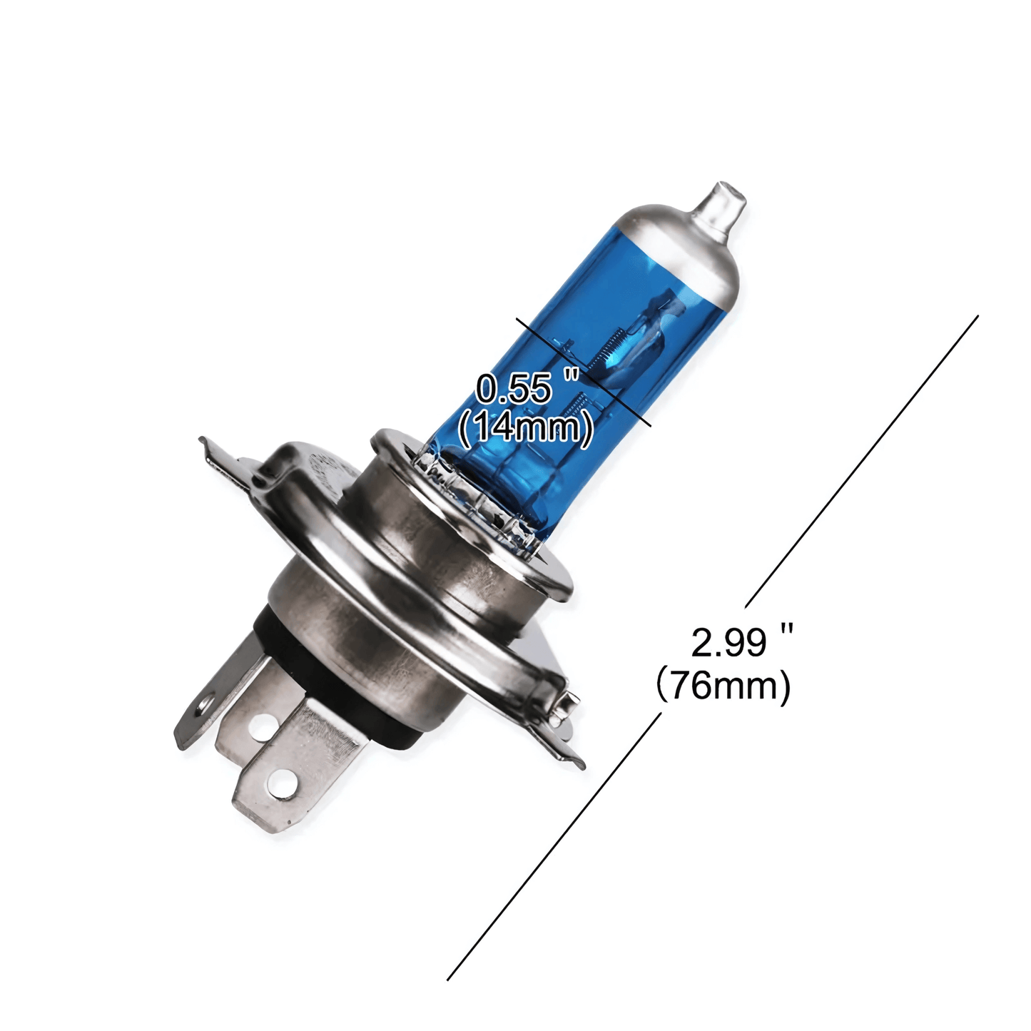 BrightBeam - 2-pack H4 Halogenlampa 12V 60/55W eller 100W | Xenonlook 6000K Vit Strålkastare för Bil | High/Low Beam P43T