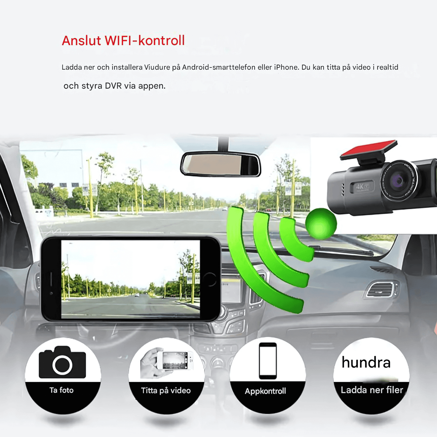 ViewNova – 4K Dashcam med GPS, WiFi och Nattinspelning för Bilövervakning