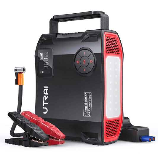 PowerSnap – 4-i-1 Bilstartare med 2000A, Luftkompressor, Powerbank & LED-ficklampa för Smidig och Säker Bilservice