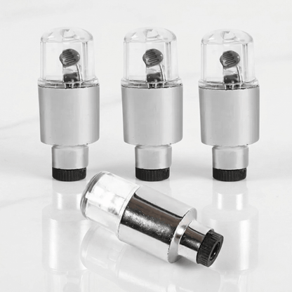 ValveSpark – 4-pack LED Däckventilsljus med Rörelse- och Ljussensor – Automatisk RGB Belysning