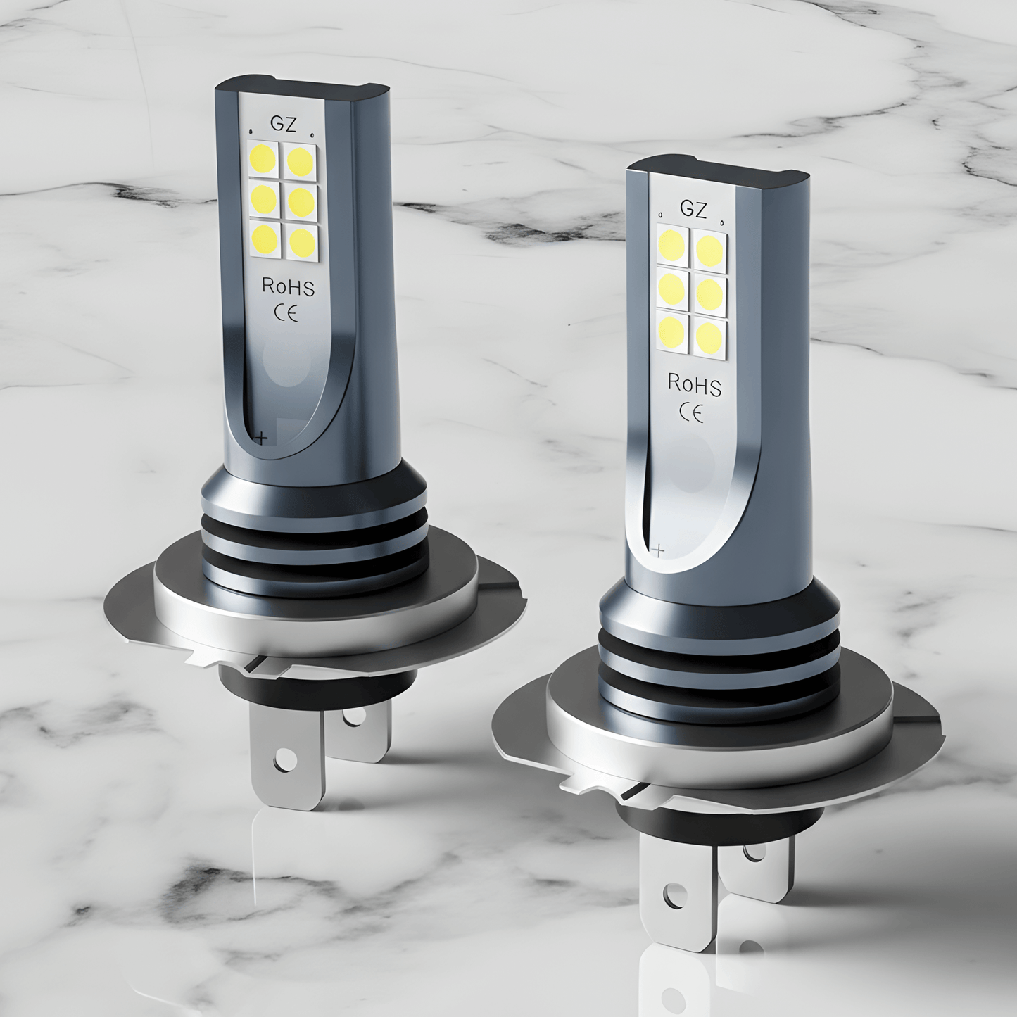 VividLux - 2 LED-ajovalopolttimot valkoisella tai kultaisella valolla 12SMD 3030, 360 ° valaistus ja universaali 12-24V-asennus autoihin