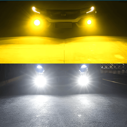 VividLux - 2 LED-ajovalopolttimot valkoisella tai kultaisella valolla 12SMD 3030, 360 ° valaistus ja universaali 12-24V-asennus autoihin