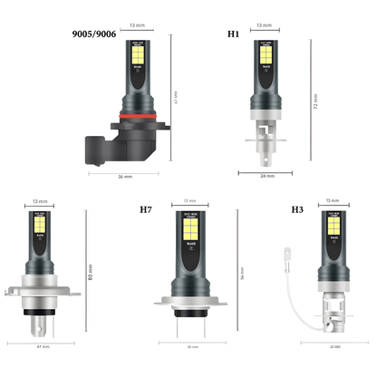VividLux - 2 LED-ajovalopolttimot valkoisella tai kultaisella valolla 12SMD 3030, 360 ° valaistus ja universaali 12-24V-asennus autoihin