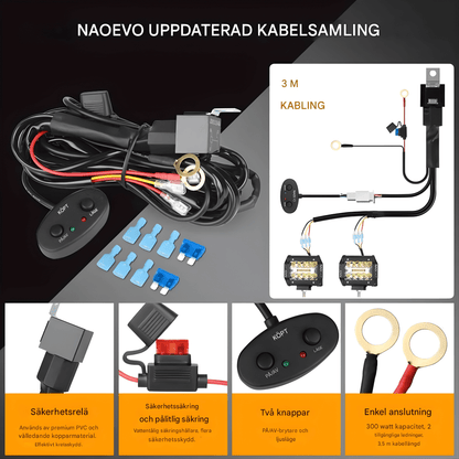 VortexLight - 4" NAOEVO LED-Arbetslampa med Vit/Amber DRL, 120W, IP68 & 6 Ljuslägen för Offroad och Arbetsfordon