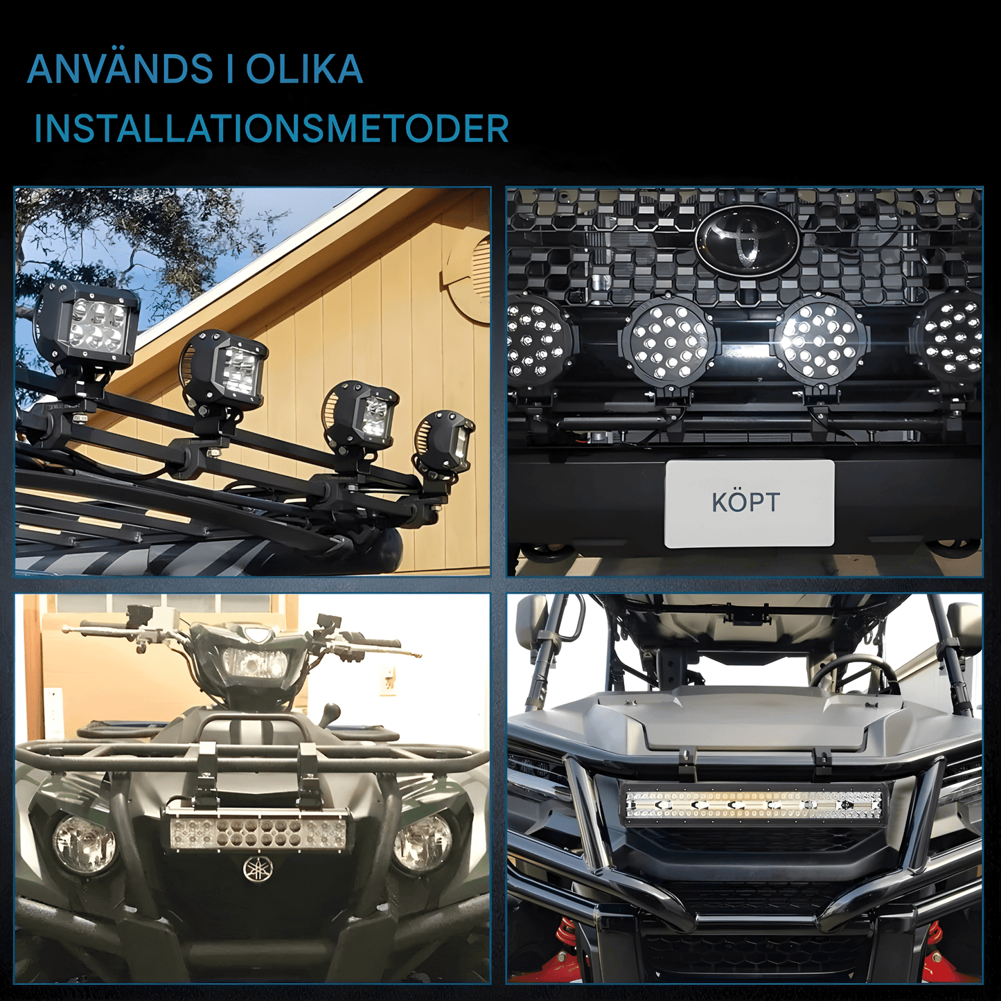 VortexLight - 4" NAOEVO LED-Arbetslampa med Vit/Amber DRL, 120W, IP68 & 6 Ljuslägen för Offroad och Arbetsfordon