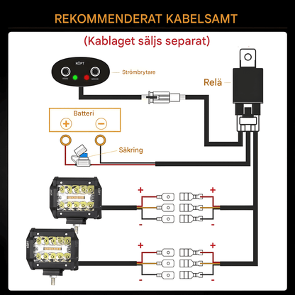 VortexLight - 4" NAOEVO LED-Arbetslampa med Vit/Amber DRL, 120W, IP68 & 6 Ljuslägen för Offroad och Arbetsfordon