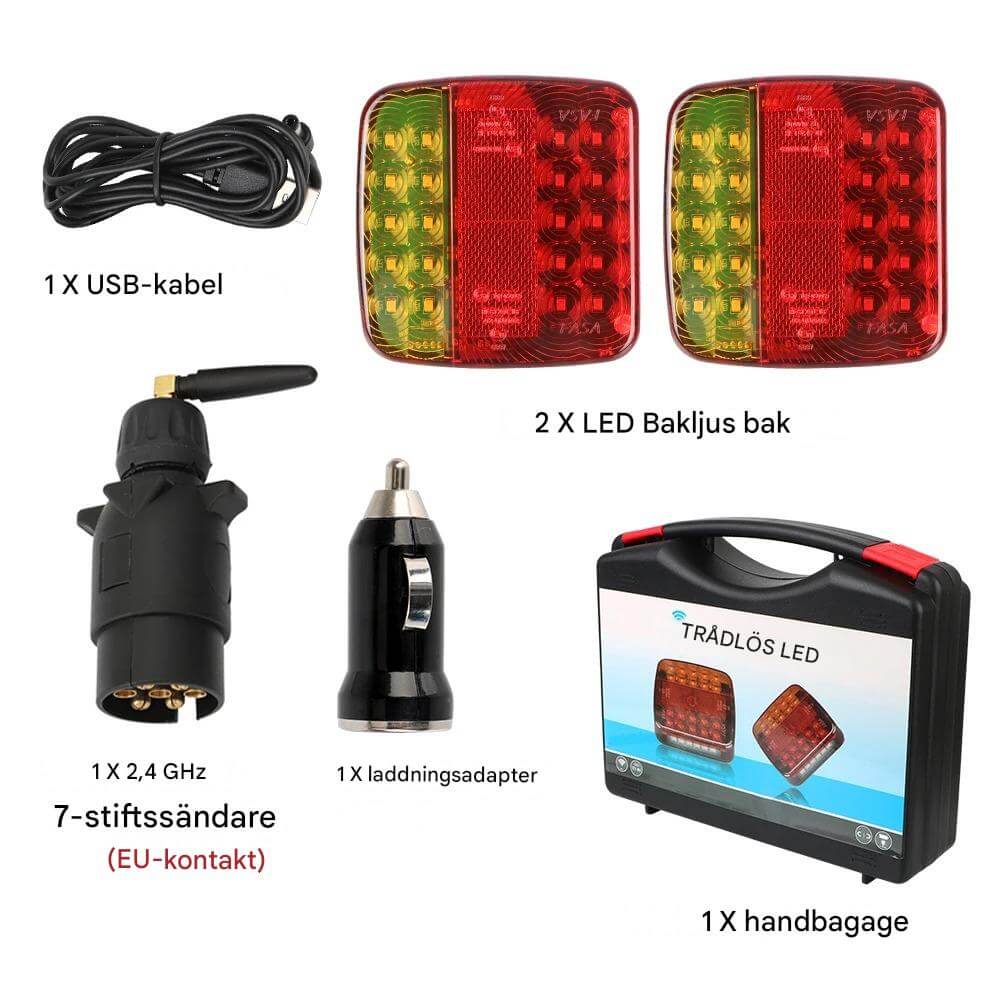 TrailGlow - Kraftiga LED-drivna Magnetiska Trådlösa Släpvagnsljus